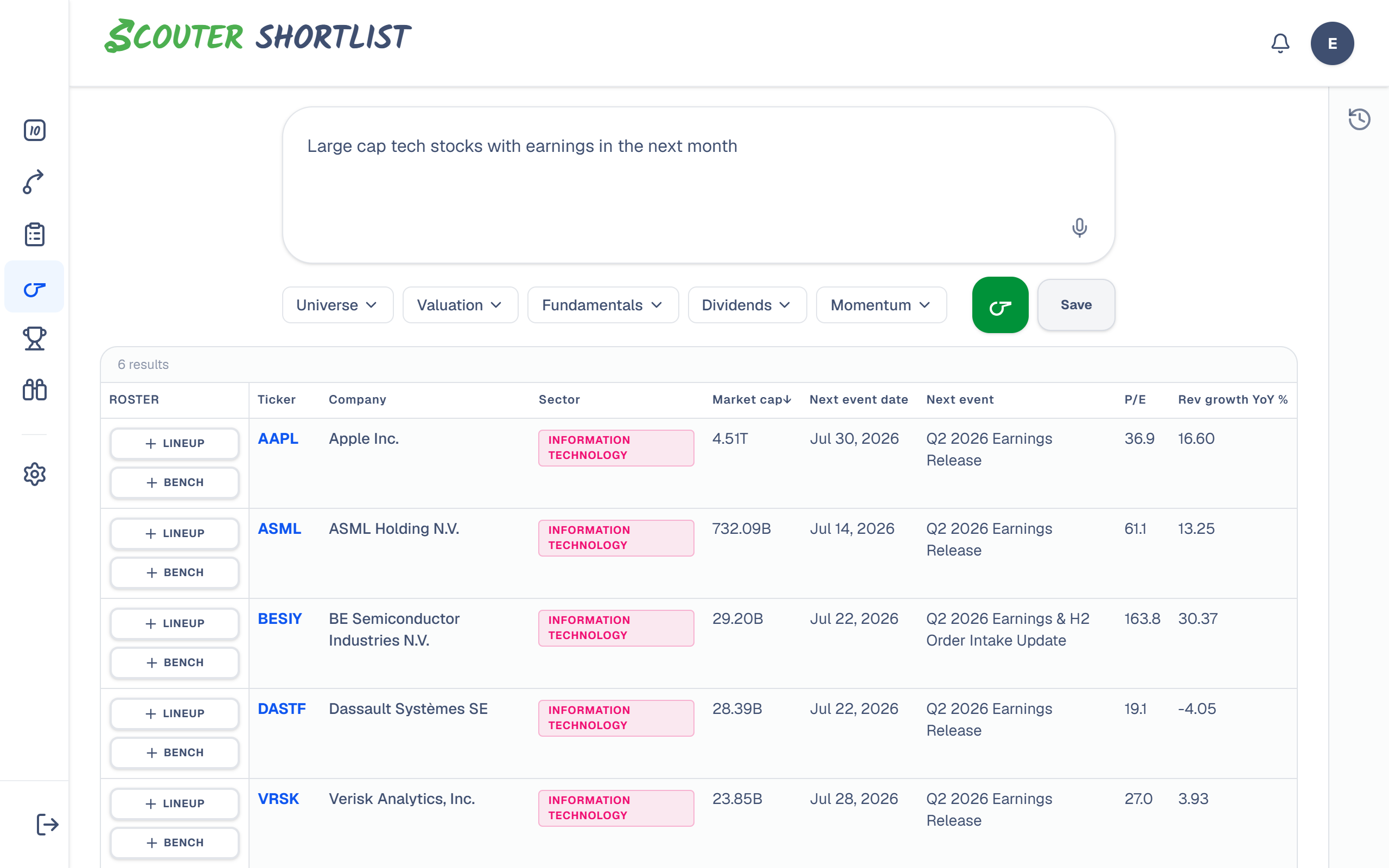 Shortlist — Intelligent Search with results